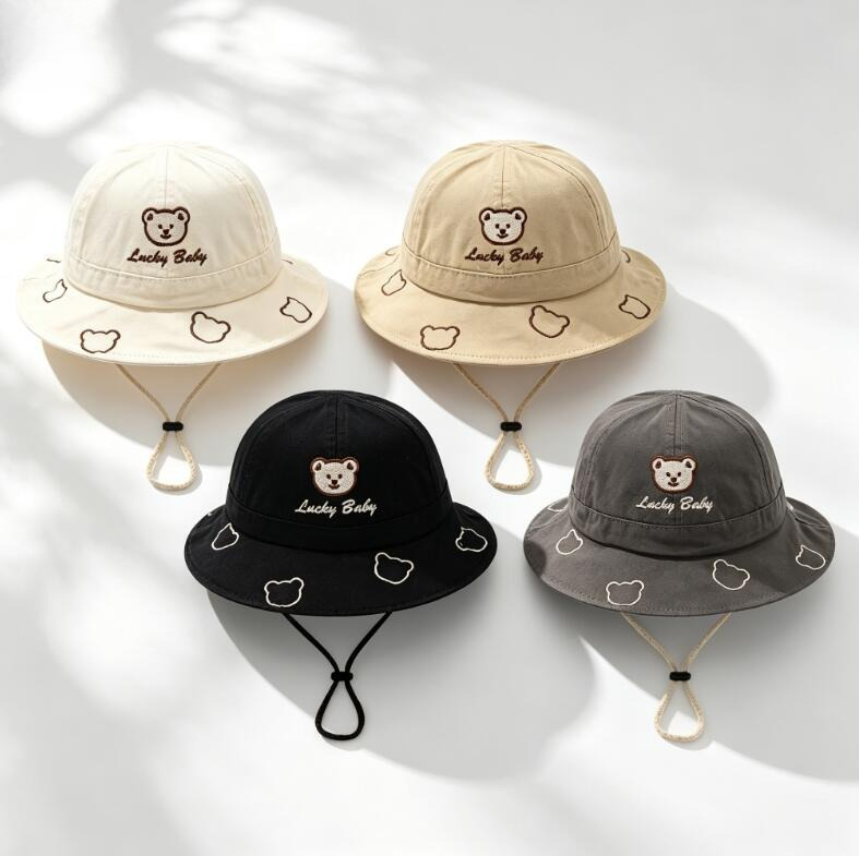 Bucket Hat Cotton - Topi Ember Bayi Beruang Kartun Lucu