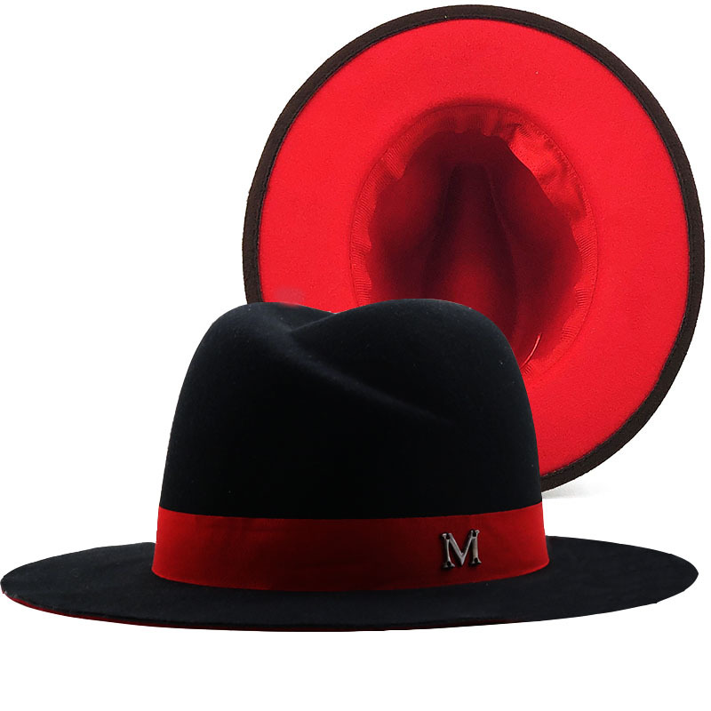 Fedora Hat Wool - Topi Fedora Jazz Felt Wol Merah