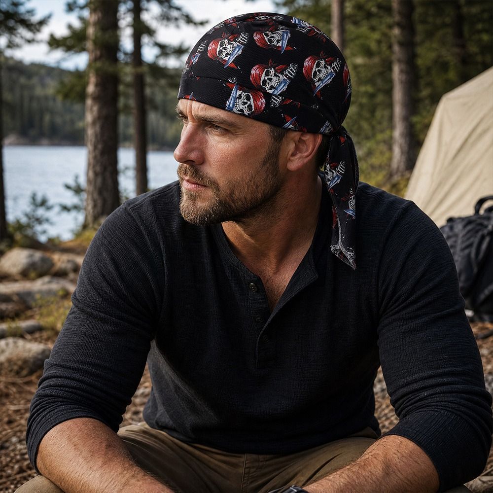Skull Cap Helmet Liner - Topi Bajak Laut Cepat Kering, Pelapis