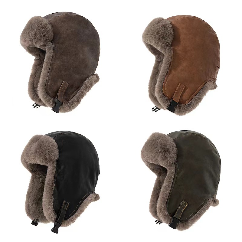 Trapper Hat Ear Flap - 1 buah topi kulit retro musim