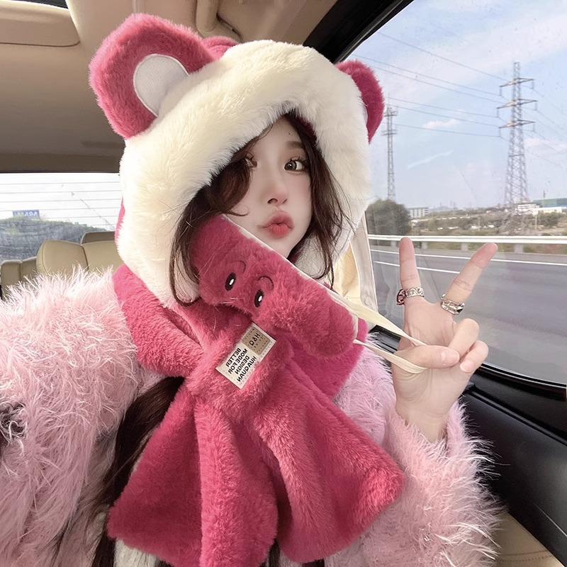 Trapper Hat Ear Flap - Topi Beruang Lucu dengan Syal Terintegrasi