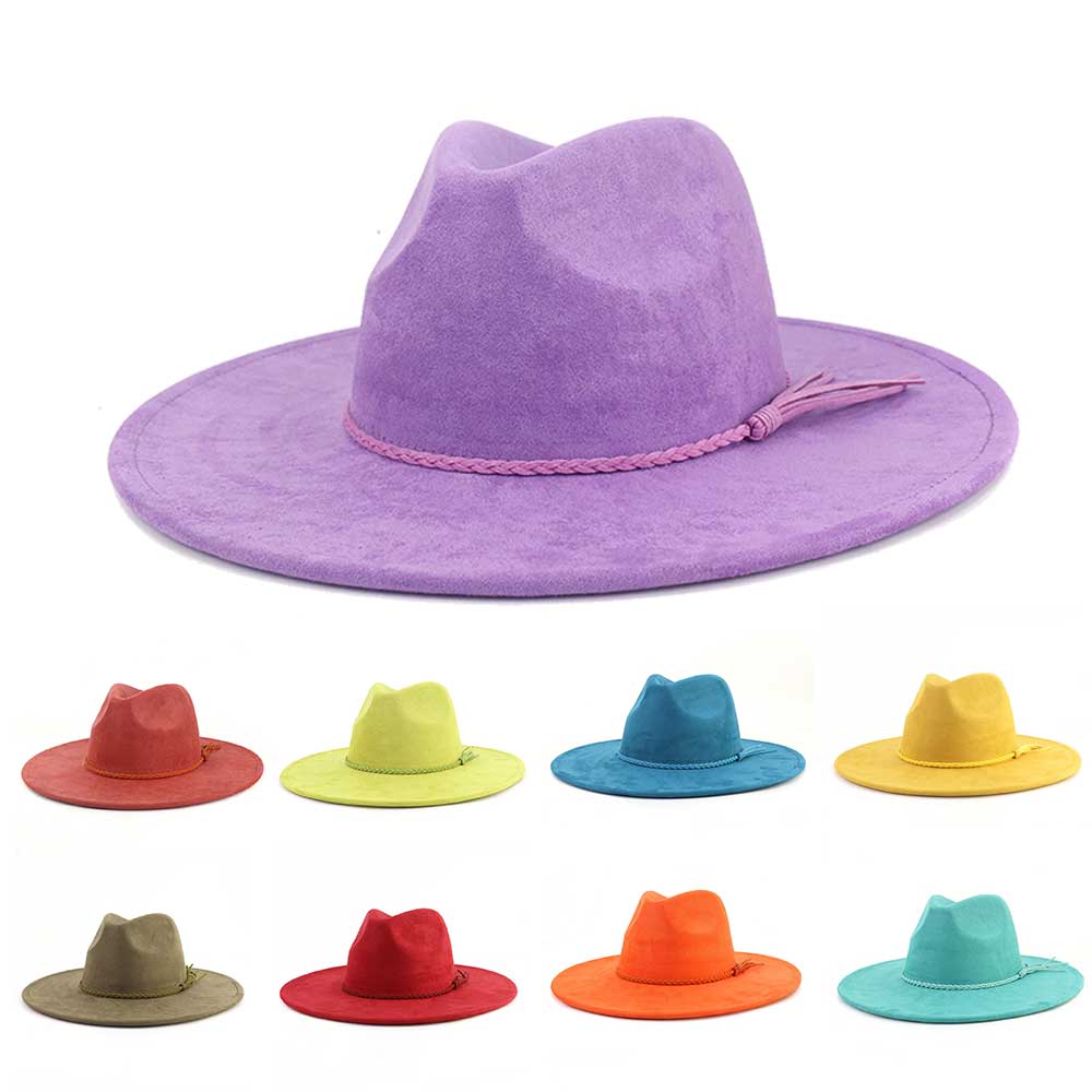 Fedora Hat Wool - Topi Fedora Vegan Suede Bentuk Tetesan
