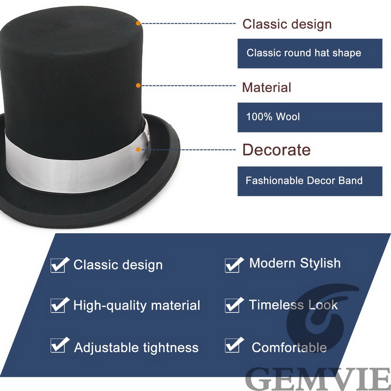GEMVIE Topi Atas Bulu Wol 17Cm - Fedora Hat Wool ulasan dan harga